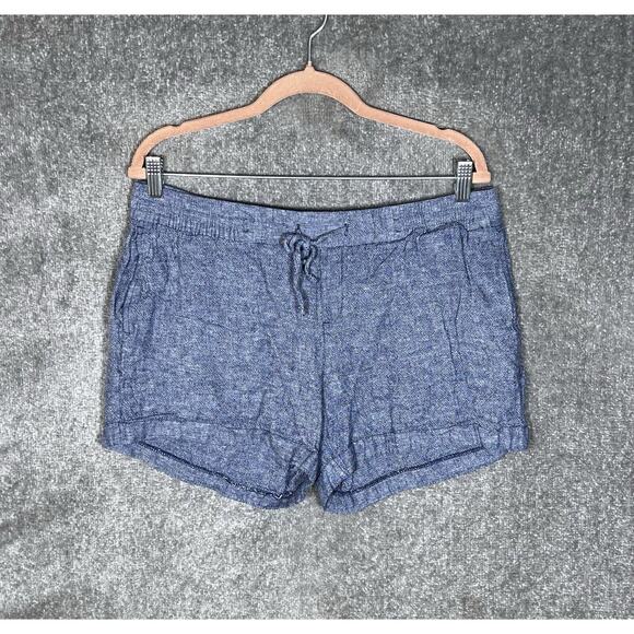 Old Navy Chambray‎ Shorts Womens Size Large Blue Linen Rayon Pockets Drawstring - Picture 1 of 8